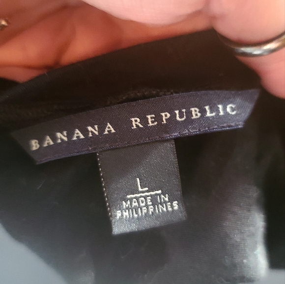 Banana Republic black cap sleeve T-shirt szL - Picture 7 of 8